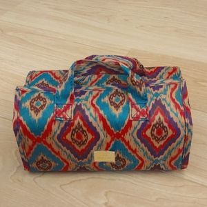 Joy Mangano Small Geometric Print Traveling Makeup/ Jewelry/Crafts Tote.